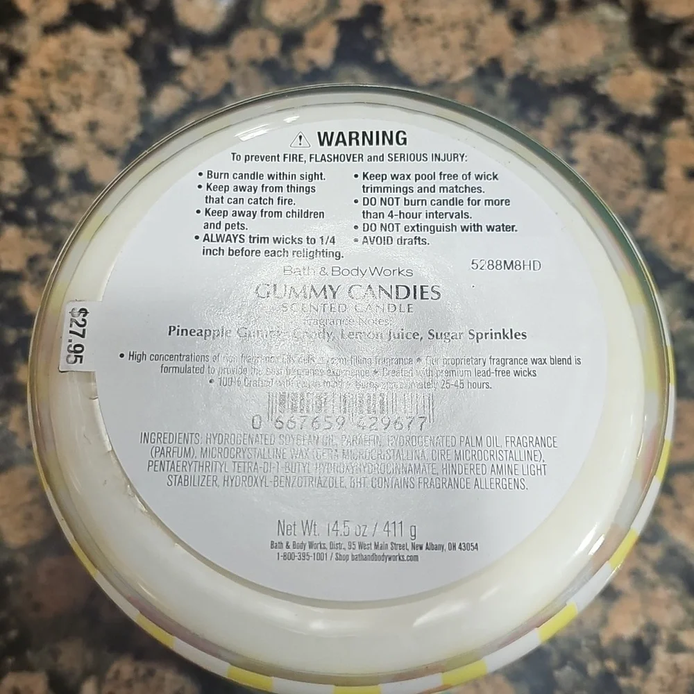 BBW Gummy Candies Exclusively Fragranced Soy Blend 3 Wick Candle - Picture 4 of 4